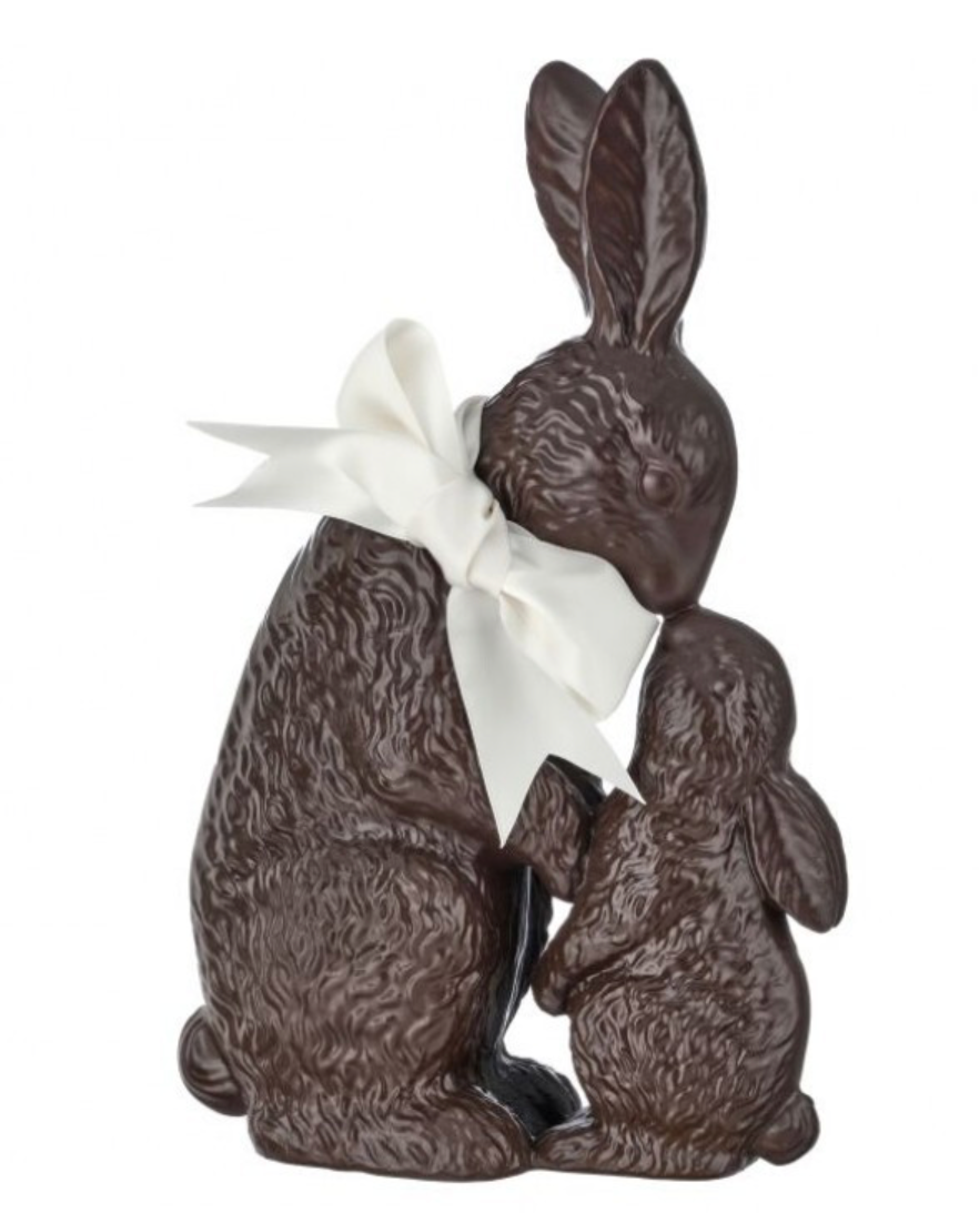 11" Resin Chocolate Bunny w/Baby