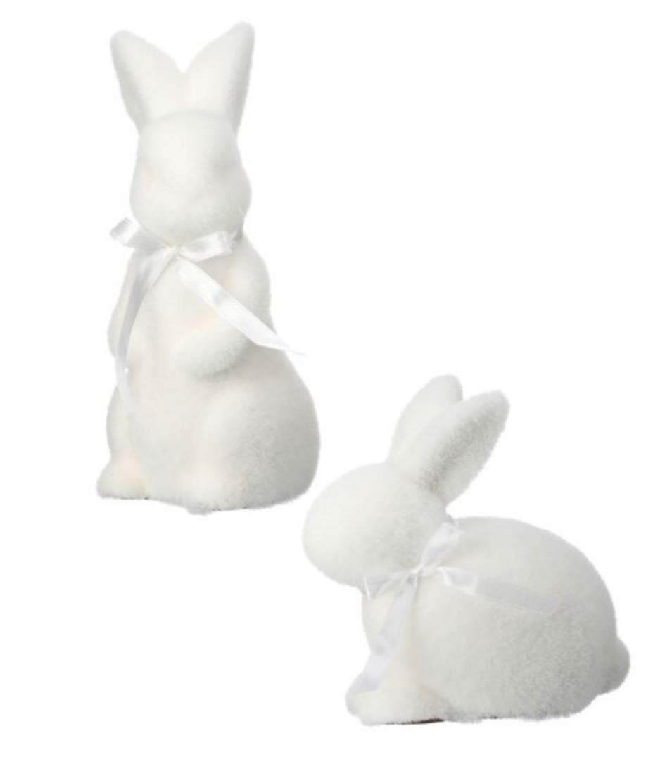 Medium Cream Flocked Easter Bunny