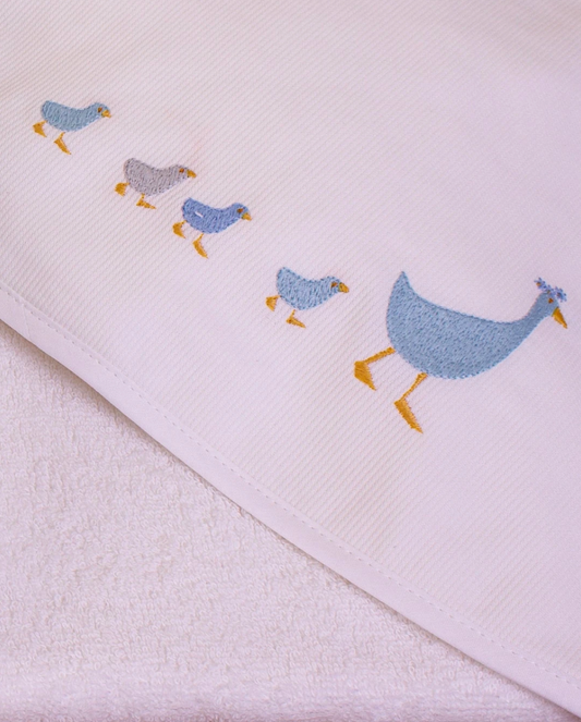 Family of Ducklings Baby Bath Towel- Blue