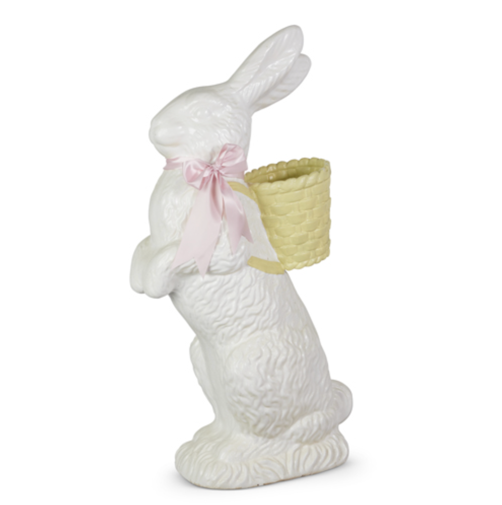 35" WHITE BUNNY WITH BASKET BACKPACK