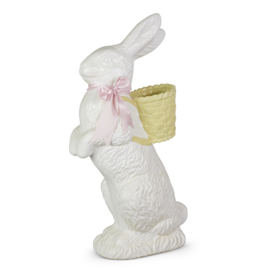 35" WHITE BUNNY WITH BASKET BACKPACK