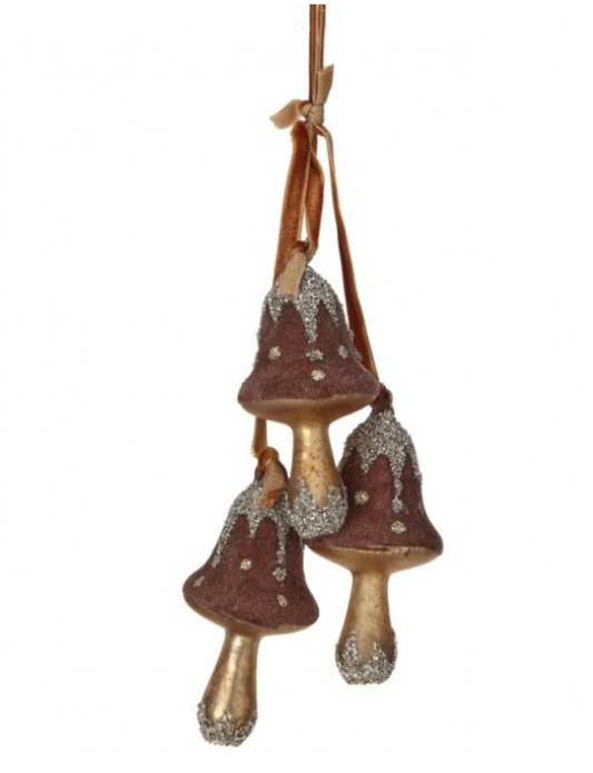 6.5" Triple Glass Mushroom Ornament