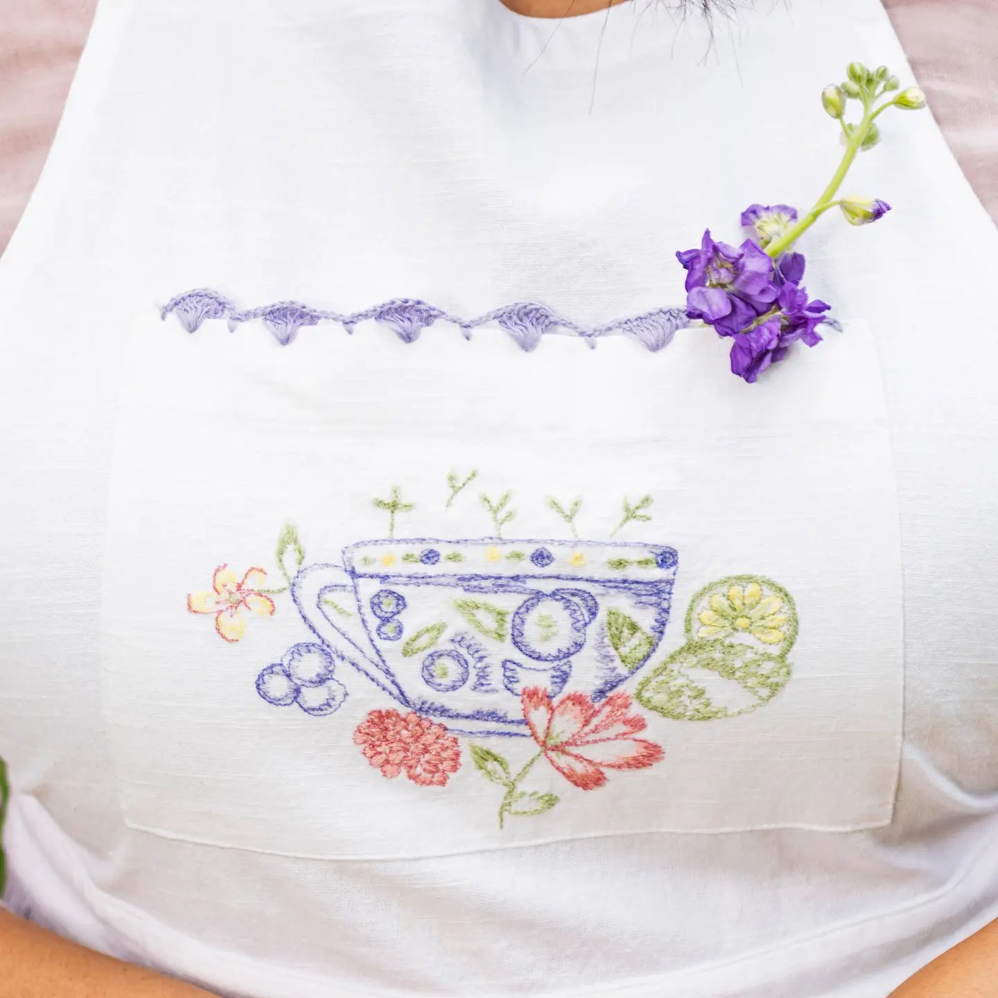 Tea Time Embroidery Apron