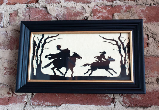 Headless Horseman Paper Cut Silhouette in Wood Frame