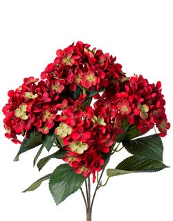 17.5" Red & Green Hydrangea Stem