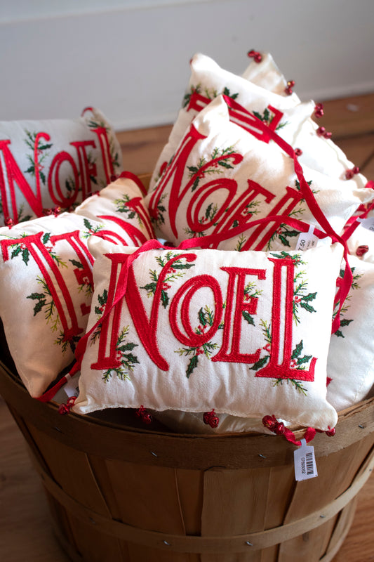 7" Embroidered "NOEL" Ornament Pillow