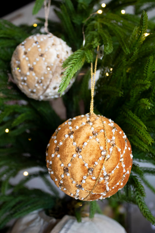 3.5" Velvet Pillow Jewel Ball Ornament